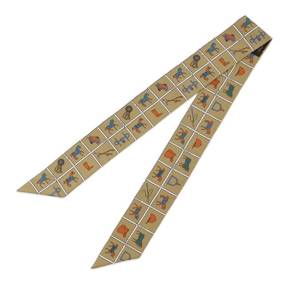 HERMES Twilly Couvertures et Tenues de jour Silk100% Mordre/Blanc/Blue - Picture 1 of 9